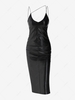 ZAFUL Back Slit Strappy PU Leather Midi Dress L Black