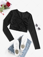 ZAFUL Back String Cutout Crop Tee S Black