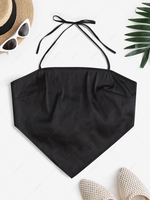 ZAFUL Back Tie Halter Bandana Top M Black