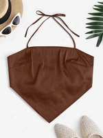 ZAFUL Back Tie Halter Bandana Top Xl Coffee