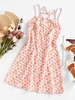 ZAFUL Backless Floral Print Tie Dres S White