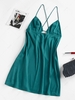 ZAFUL Backless Satin Mini Cami Dress S Deep green