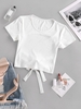 ZAFUL Backless Tie Crop T Shirt Xl White