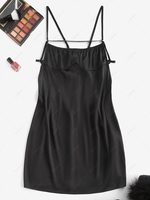 ZAFUL Backless Tie Satin Slinky Slip Dress S Black