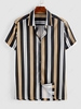 ZAFUL Balanced Stripe Print Short Sleeve Shirt S Coffee