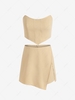 ZAFUL Bandeau Scarf Hem Back Zip Skort Set M Light coffee