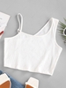 ZAFUL Basic Asymmetric Neck Ribbed Crop Top L White