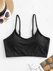 ZAFUL Basic Ribbed Cropped Bikini Top S Black