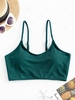 ZAFUL Basic Ribbed Cropped Bikini Top S Deep green