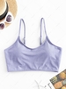 ZAFUL Basic Ribbed Cropped Bikini Top S Light purple