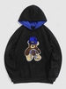 ZAFUL Bear Shape Towel Embroidery Fleece-lined Pullover Hoodie M Black