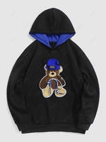 ZAFUL Bear Shape Towel Embroidery Fleece-lined Pullover Hoodie M Black