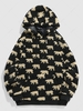 ZAFUL Bears Pattern Fluffy Faux Shearling Drawstring Hoodie Xxl Black
