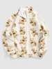 ZAFUL Bears Pattern Fuzzy Faux Shearling Stand Collar Sweatshirt Xl White
