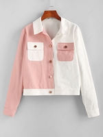 ZAFUL Bicolor Pocket Button Up Jacket S Multi a