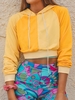 ZAFUL Bicolor Two Tone Crop Hoodie S Yellow