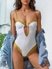 ZAFUL Bicolor Underwire High Leg One-piece Swimsuit M White