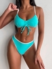 ZAFUL Binding Cinched High Cut Bikini Swimwear S Light blue
