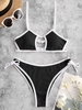 ZAFUL Binding Ribbed Cutout Bikini Swimwear L Black