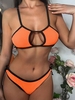 ZAFUL Binding Ribbed Cutout Bikini Swimwear L Orange