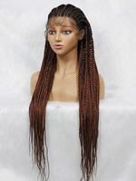 zaful Black and Brown Mixed Color Lace Front Braid Haircut Synthetic Wig