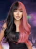 zaful Black and Pink Two Tone Color See-through Bangs Halloween Synthetic Cosplay Wig