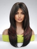zaful Black and Red Mixed Color Middle Part Bangs Long Synthetic Layered Straight Wig
