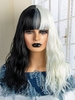 zaful Black and White Two Tone Color Long Wavy Synthetic Wig
