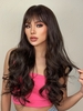 zaful Black Brown Color Full Bang Long Wavy Synthetic Wig