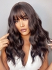 zaful Black Brown Color See-through Bang Long Wavy Synthetic Wig