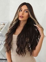 zaful Black Brown Highlight Blonde Long Wavy Synthetic Wig
