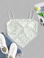 ZAFUL Bohemian Paisley Cami Tie Back Crop Bandana Top Xl Green