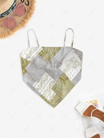 ZAFUL Bohemian Paisley Tie Back Cami Bandana Top M Light green