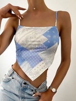 ZAFUL Bohemian Paisley Tie Back Cami Bandana Top Xl Light blue
