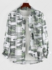 ZAFUL Bohemian Patchwork Print Pocket Shirt Xl Light green