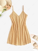 ZAFUL Boho Ditsy Print Mini Sundress M Orange