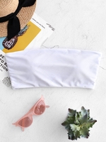 ZAFUL Boning Side Padded Bandeau Bikini Top S White