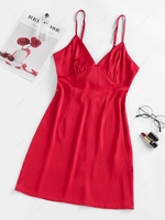 ZAFUL Bow Tie Back Cutout Cami Dress S Red