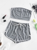 ZAFUL Bowknot Contrast Binding Strapless Shorts Set Xl Light gray