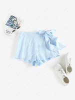 ZAFUL Bowknot Overlap Loose Short L Light blue