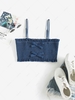 ZAFUL Bowknot Smocked Cropped Cami Top M Blue