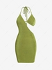 ZAFUL Bra Cutout Jersey Backless Halter Slinky Dress L Green