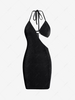 ZAFUL Bra Cutout Jersey Backless Halter Slinky Dress M Black