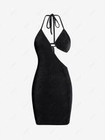 ZAFUL Bra Cutout Jersey Backless Halter Slinky Dress Xl Black