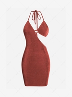 ZAFUL Bra Cutout Jersey Backless Halter Slinky Dress Xl Deep coffee