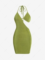 ZAFUL Bra Cutout Jersey Backless Halter Slinky Dress Xl Green