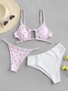 ZAFUL Braided Cutout Leopard Three Piece Swimsuit M White