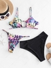 ZAFUL Braided Cutout Leopard Three Piece Swimsuit S Multi a