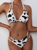 ZAFUL Braided High Cut Animal Print Bikini Swimwear S White