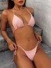 ZAFUL Braided Textured Tie Side Bikini Swimwear M Light pink